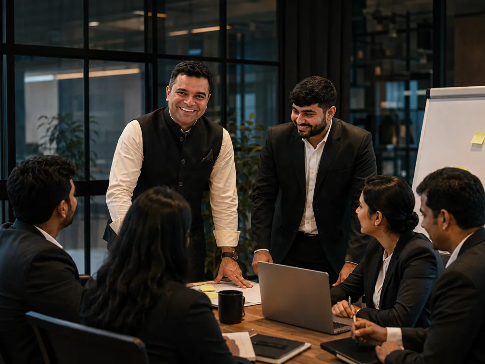 The Aurix team in discussion around a boardroom table