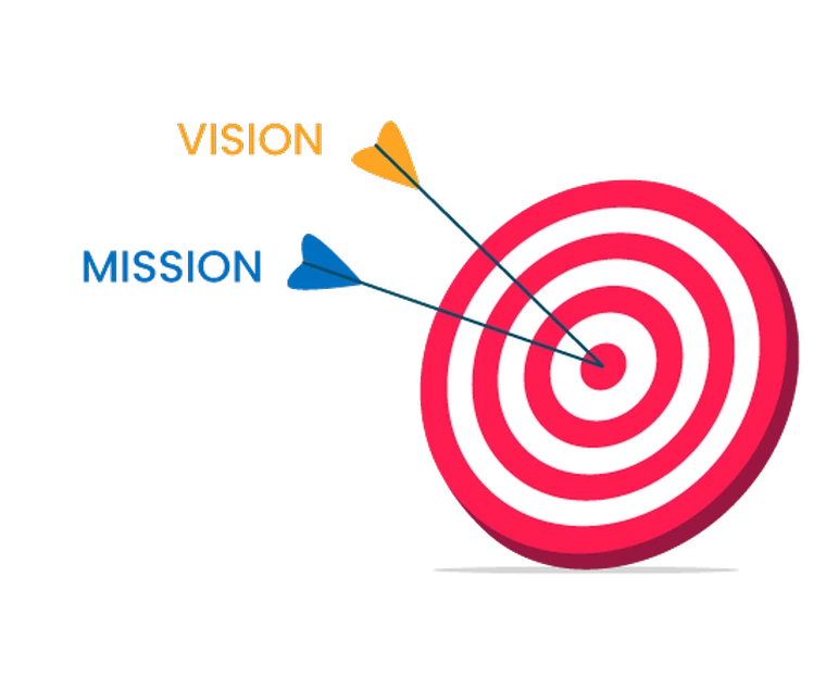 Vision and Mission arrows striking the centre of a target